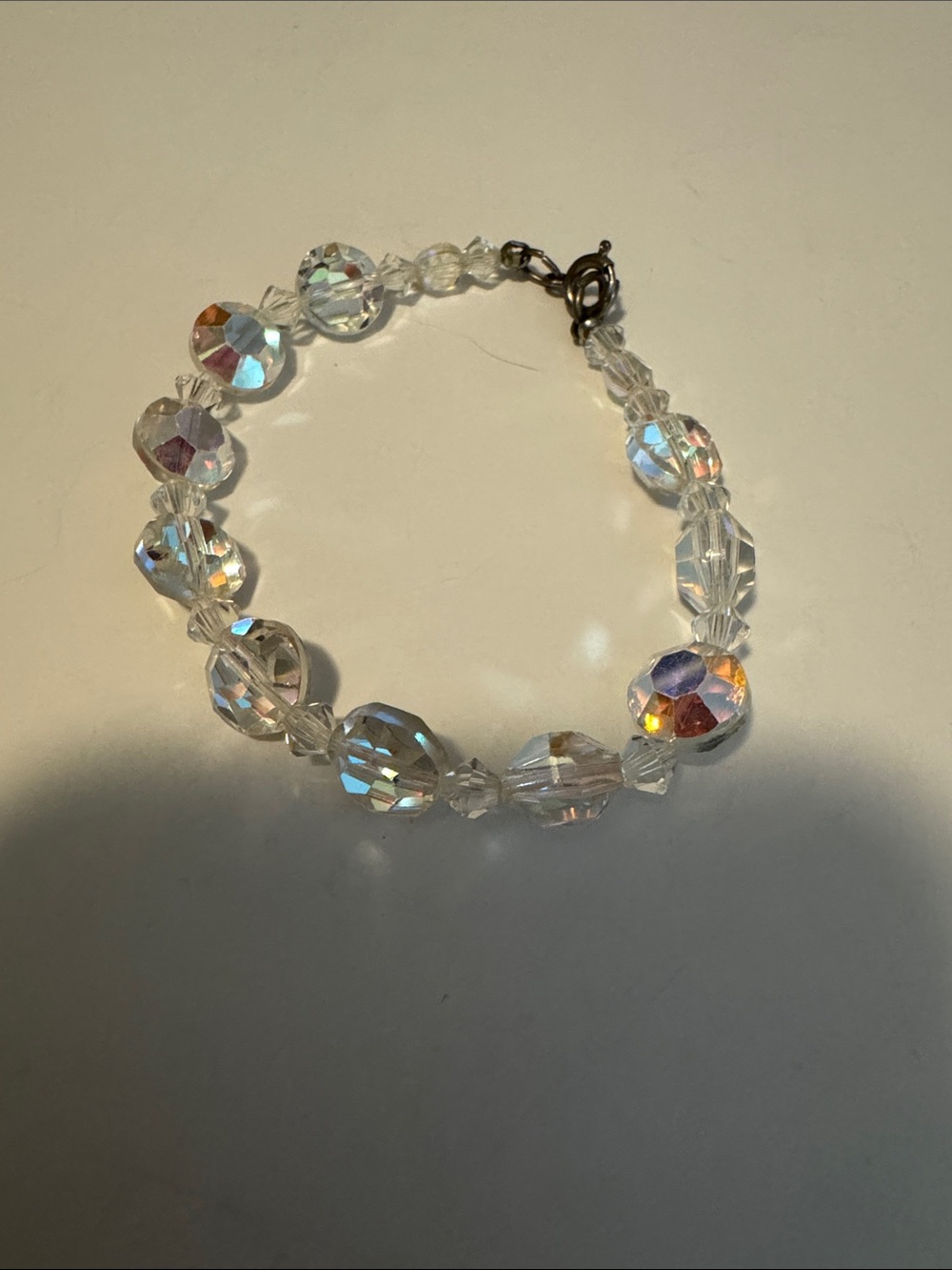 Clear Aurora Crystal Bead Bracelet - Women Jewelry